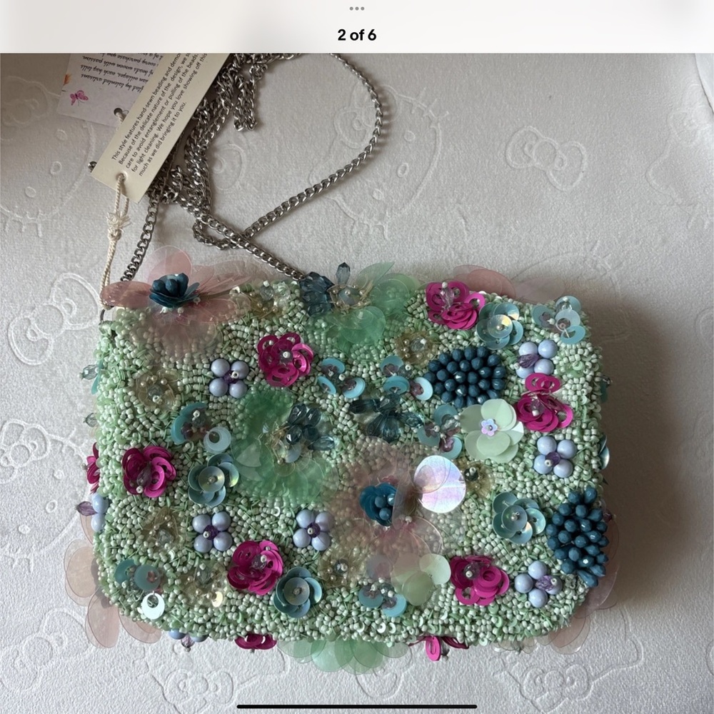 Floral Beaded Women's Bag - Multicolor